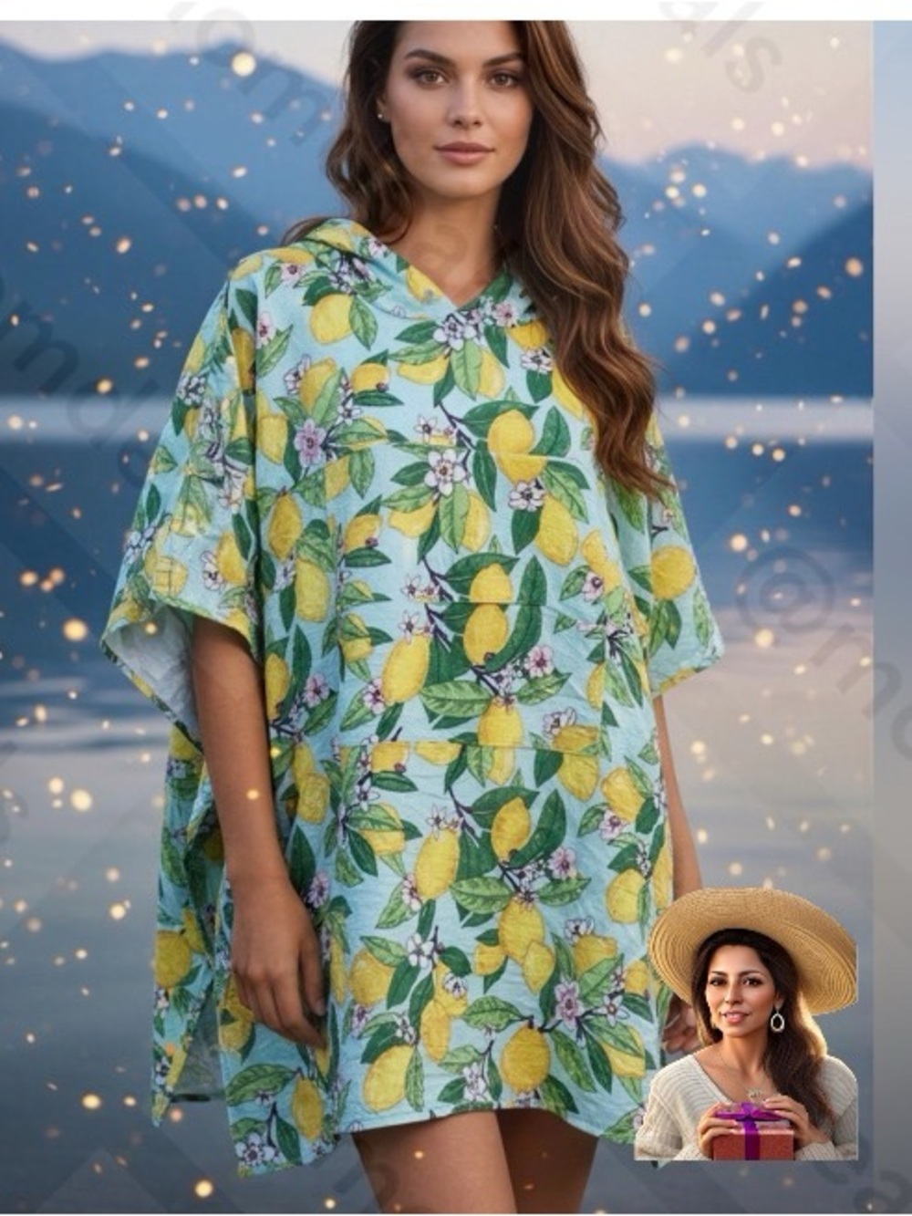 Vera Bradley Lemon Grove Rain Poncho Foldable Pocket Wrist Large-Extra Large NWT